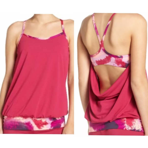 Nike Cascade Sport Fuschia Tankini Swim Top Draped Open Back Size Small - Picture 11 of 11